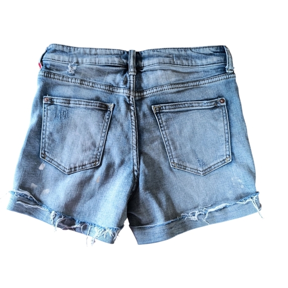 Anthropologie Pilcro Button Fly Faded Blue Denim Shortie Shorts Size 27 - Picture 2 of 11